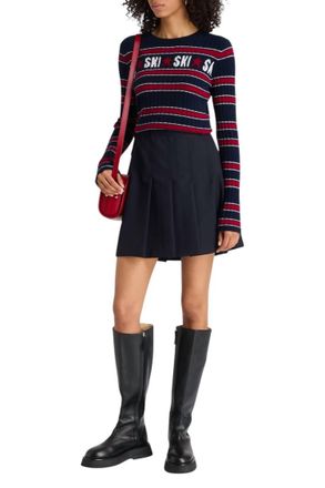 Autumn Cashmere Ski Crew Cashmere Jumper In Navy/ruby