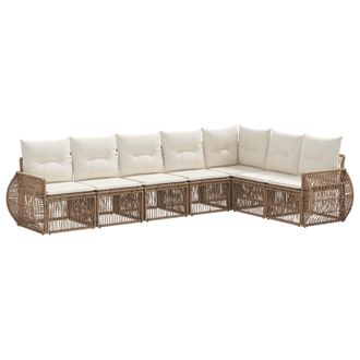 vidaXL Conjunto De Sof&aacute;s De Jard&iacute;n 7 Pcs Beige Y Blanco Crema Vidaxl