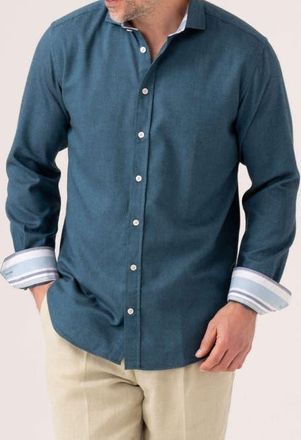 Koy Clothing Cotton Merino Long Sleeve Shirt in Teal at Nordstrom, Size Xxx-Large