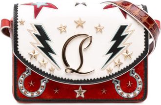 Christian Louboutin Pre-owned Christian Louboutin Small Croc Embossed Trimmed Crystal Embellished Leather Loubi54 Giddy Crossbody Ladies 3B3MI0OV302GA38R