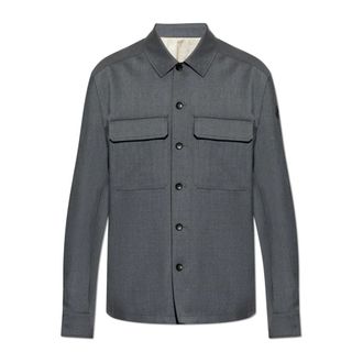 Moncler Casual Shirts, male, Gray, Size: S Wool Shirt