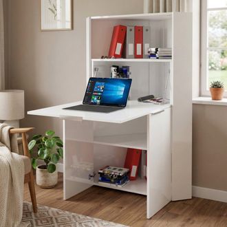 Dmora Escritorio Ddorva, Mueble Multiusos Con Estantes Y Encimera, Mesa De Oficina Multiusos, Escritorio Multiposiciones Ahorrador De Espacio, 100% Made In 