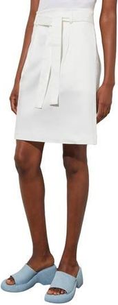 Ming Wang Belted Pleated A-Line Twill Skirt in White at Nordstrom Rack, Size X-Small