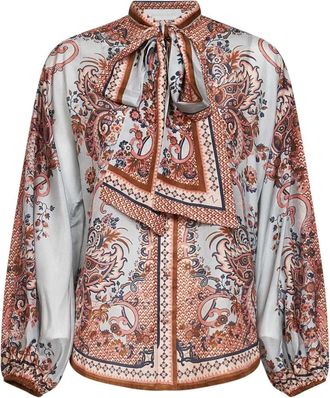 Zimmermann Aster Tie Neck Blouse - Dames - Overhemden - Veelkleurig - L - Overhemden