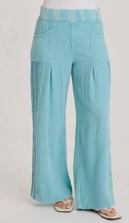 Xcvi Elu Gauze Lace Trim Wide Leg Pant In Distressed Waterfall