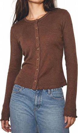 bobi Sabine Ribbed Cardigan In Brown