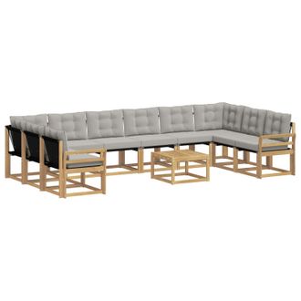 vidaXL Set Di Divani Da Esterno 11 Pz Bianco E Grigio Chiaro Vidaxl