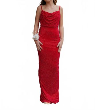 La Femme Stunning Fitted Prom Dress With All-Over Rhinestone In Red