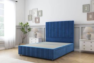 Sloomy Langston Plush Divan Base 2 Drawers-26 Headboard & 12 Footboard in Navy | Size: Double