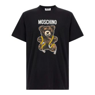 Moschino Rhinestone Logo T-Shirt - male - Moschino - T-Shirts - Black - XL - Tops