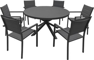 Happy Garden Conjunto De Muebles De Jard&iacute;n De 6 Plazas De Textileno Gris Gialova - Aluminio Antracita