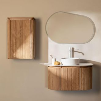 Sklum Conjunto De Mueble De Ba&ntilde;o Suspendido 90x50 Cm En Madera Carsone Sklum