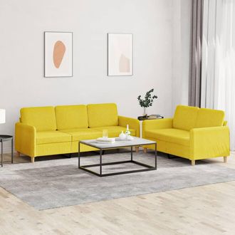vidaXL Vidaxl - Juego De Sof&aacute;s Con Cojines 2 Piezas Tela Amarillo Claro