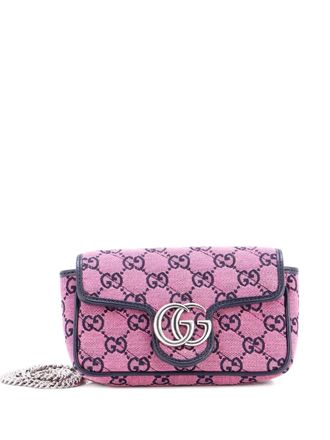 Gucci GG Marmont Flap Bag Diagonal Quilted GG Canvas Super Mini crossbody bag - Roze