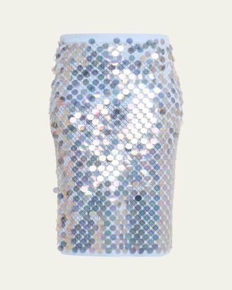 Zankov Sequined Wool-Cashmere Pointelle Knit Midi Skirt