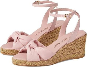 Stuart Weitzman Playa Snadals Womens 9B Pink Espadrille Knot Wedge Heel KHD2149