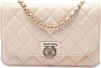Chanel Pre-owned Vintage Crossbody Bag - Dames - Vintage Schoudertas - Beige - ONE Size - Leer - Vintage