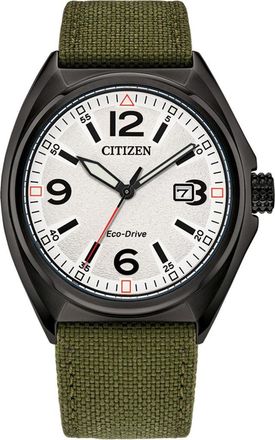 Citizen Eco-Drive Nylon Strap Watch, 40mm x 10mm in Green at Nordstrom Rack