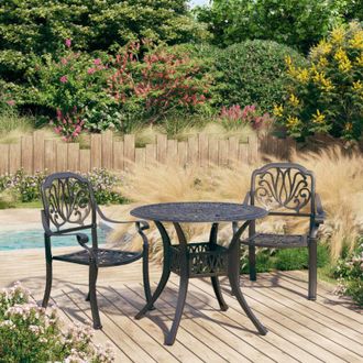 vidaXL 3 Piece Bistro Set Cast Aluminium Black vidaXL