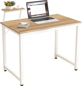 Soges Soges Mesa De Estudio Escritorio Para Ordenador, Puesto De Trabajo De Oficina Moderno, Mesa De Comedor Para El Hogar Y La Oficina, 100x50x75 Cm, Roble
