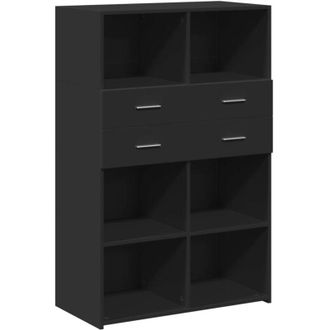 vidaXL Aparador De Madera De Ingenier&iacute;a Negro 80x42,5x124 Cm Vidaxl