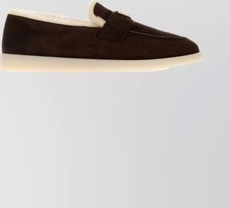 Prada suede loafers with round toe and rubber sole