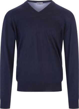 Fedeli Pull M.l. - Heren - Cashmere truien - Blauw - 4XL - Kasjmier - Truien & Vesten