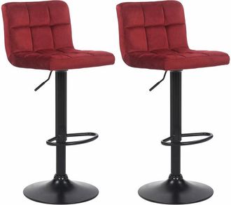 Clp Set di 2 sgabelli bar Feni in velluto rosso