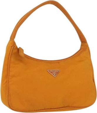 Prada Pre-owned Vintage Handtas - Dames - Vintage Schoudertas - Oranje - ONE Size - Nylon - Vintage