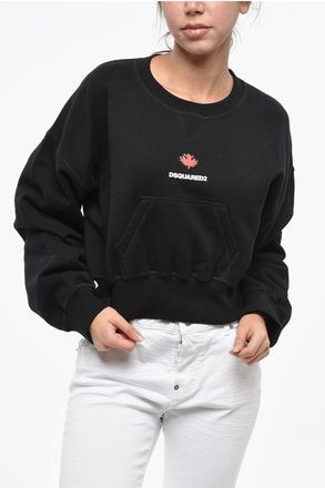 Dsquared2 Cropped Crew-Neck Sweatshirt with Embossed Logo size Xxs