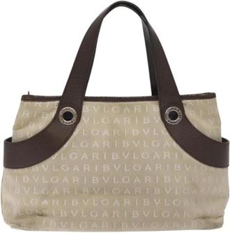 Bulgari Tweedehands Canvas handtassen - Dames - Vintage Handtas - Beige - ONE Size - Leer - Vintage