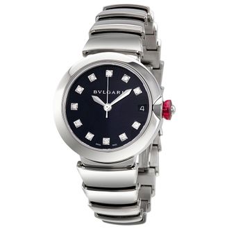 Bulgari Pre-owned Bvlgari Lvcea Diamond Blue Guilloche Soleil Dial Ladies Watch 102564