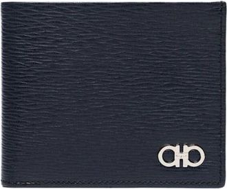 Ferragamo Gancini Wallet - Heren - Portefeuilles - Blauw - ONE Size - Leer - Accessoires