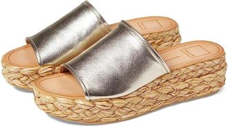 Dolce Vita Womens Dolce Vita Pablos Sandals Light Gold Leather Platform Slide HTAT250