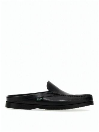 Paraboot Black Leather Slip-On Loafer With Textured Sole