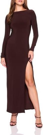 Susana Monaco Long Sleeve Side Slit Maxi Dress in Brown at Nordstrom Rack, Size X-Large