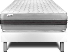 VITALIT Vitalit - Base Tapizada Blanco + Colch&oacute;n Con Muelles Y Viscoel&aacute;stica 90 X 200