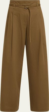 Proenza Schouler Raver Belted Fine Herringbone Pants