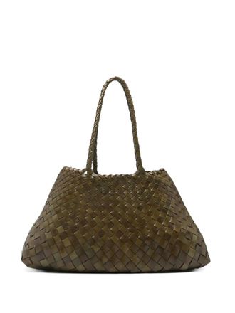 Dragon Diffusion Grote Santa Croce geweven leren shopper - Groen