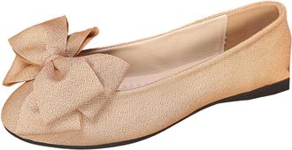 Generic Womens Flat Shoes Bow Casual Pumps Shoes Solid Color Lightweight Fashionable Comfortable Elegant Classic Slip On Ballet Flats Wedding Party Khaki