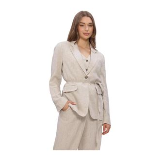 Moss Copenhagen Dames, Jassen, Beige, Maat: XL Linnen