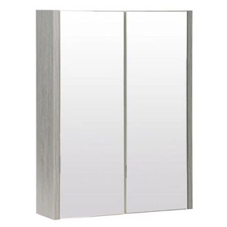 Clifton Silver Oak Mirror Bathroom Cabinet 500mm Wide in Light Grey