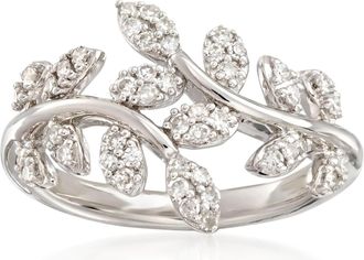 Ross-Simons Diamond Laurel Leaf Bypass Ring in Sterling Silver