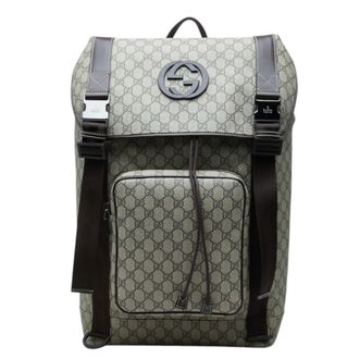 Gucci Beige Brown Pvc Leather Backpack (Pre-Owned)