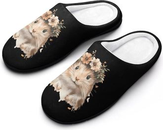 Generic Cute Hamster Mens Slippers Slip On Comfortable Fleece Cotton House Shoes Winter