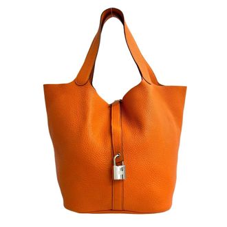 Herm&egrave;s Orange Taurillon Clemence Leather Handbag Tote Bag (Pre-Owned)