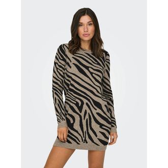Only Trui-jurk met luipaardprint, ronde hals