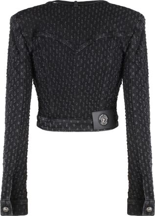 Versace Jeans Couture Womens Versace Denim Jacket Black Cotton