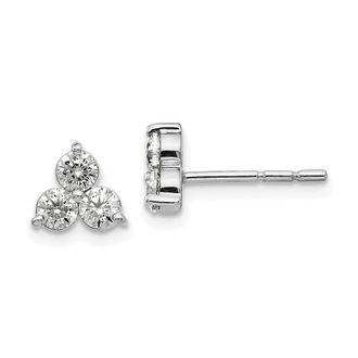 Diamond2Deal 3/4 ct Lab Grown Diamond 3 Stone Stud Earrings 14k Gold VS Clarity, D-E Color