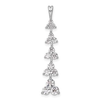 Diamond2Deal 14K White Gold Lab Grown Diamond Five 3-Stone Clusters Pendant (1ct, VS, G-H)